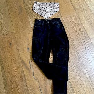 American Eagle Outfitters ripped black jeans. Size 2